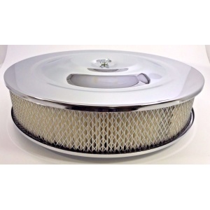 14" x 3" Air Cleaner Assembly - 4 Barrel Chrome Top Flat Base