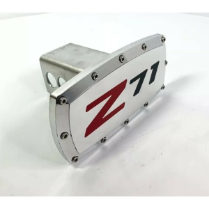 Chevy Silverado Z71 Emblem Tow Hitch Cover - Polished w/ Black Logo
