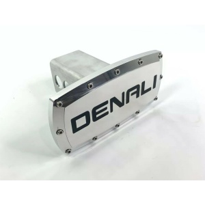 GMC Denali Emblem Tow Hitch Cover - Polished w/ Black Logo