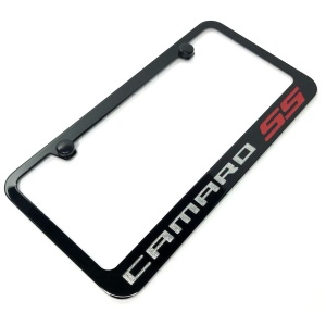 Chevrolet Camaro SS License Plate Frame - Black with Silver Script