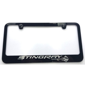 Chevrolet Corvette C7 Stingray License Plate Frame - Black with Silver Script