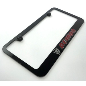 Dodge Demon License Plate Frame - Black with Red Script