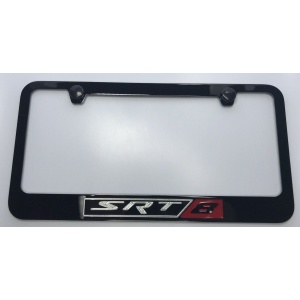 Dodge SRT-8 License Plate Frame - Black with Silver Script