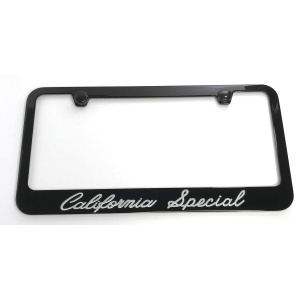 Ford Mustang California Special License Plate Frame - Black with Silver Script