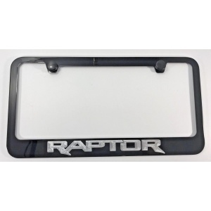 Ford Raptor License Plate Frame - Black with Silver Script