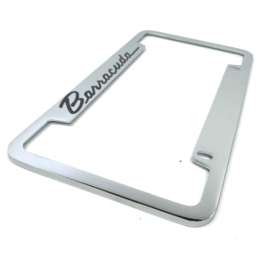 Plymouth Barracuda License Plate Frame - Chrome with Black Script