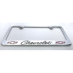 Chevrolet License Plate Frame - Chrome with Black Script