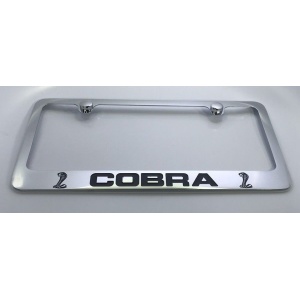 Shelby Cobra License Plate Frame - Chrome with Black Script