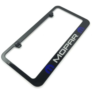 Mopar License Plate Frame - Black with Blue Logo
