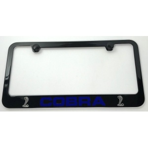 Shelby Cobra License Plate Frame - Black with Blue Script