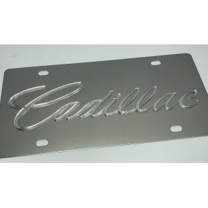 Cadillac License Plate - Chrome with Clear Script