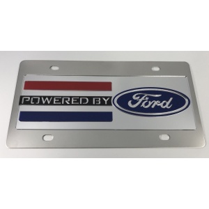 Powered By Ford License Plate - Chrome with Black Script