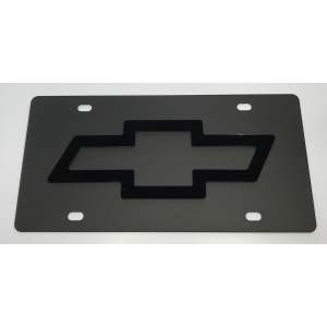 Chevrolet License Plate - Black with Black Emblem