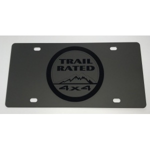 Jeep Trail Rated License Plate - Black with Black Emblem