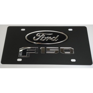 Ford F-150 License Plate - Black with Chrome Script