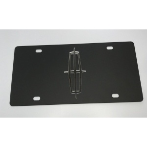 Lincoln License Plate - Black with Chrome Logo
