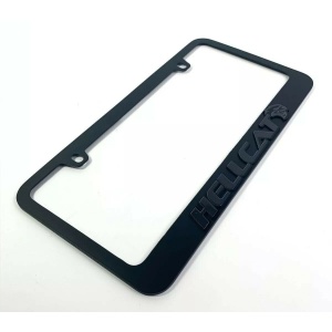 Dodge Charger & Challenger Hellcat Black License Plate Frame - Black Script