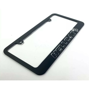 Dodge Challenger & Charger Hellcat Black License Plate Frame - Mirror Script