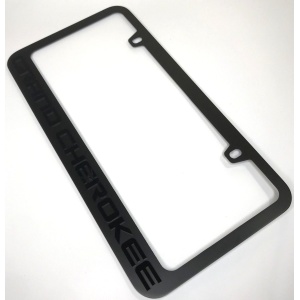 Jeep Grand Cherokee License Plate Frame - Black with Black Script