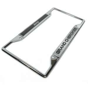 Jeep Grand Cherokee License Plate Frame - Chrome with Black Logo