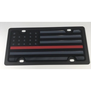 American Flag License Plate - Blacked Out Firefighter