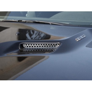 Pair of 2008-2014 Dodge Challenger Hood Scoop Overlays - Stainless Steel