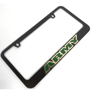 Army License Plate Frame - Black with Green Letters