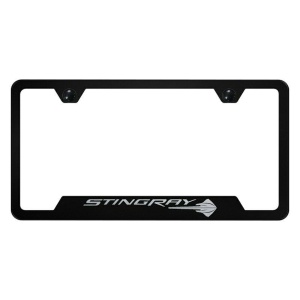 Corvette License Plate Frame - Black w/ C7 Stingray Emblem