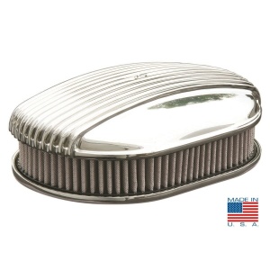 12" Oval Polished Fully Finned Air Cleaner - "Razorback"