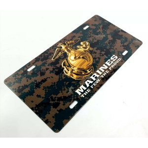 U.S. Marine Corps Vanity Steel License Plate - Green Digital Camo