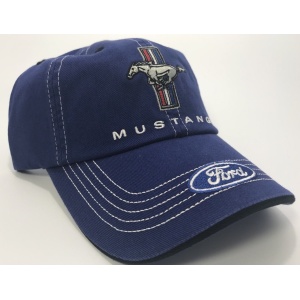 Ford Mustang Hat - Blue with Tri-Bar Pony Logo