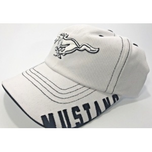 Ford Mustang Hat - White with "Mustang" Script on Bill