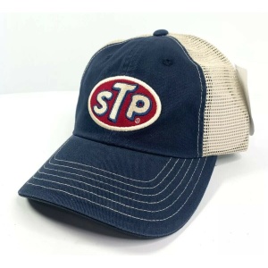 STP Oil Mesh Trucker Hat Cap - Dark Blue / Khaki