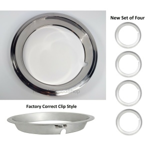 Set of 4 Beauty Rings w/ Factory Correct Clips for 14x6 GM Rally Wheels 1967-1969