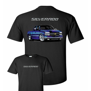 Chevy Silverado T-Shirt - Black w/ Blue 2000 SS Pickup Truck (Licensed)