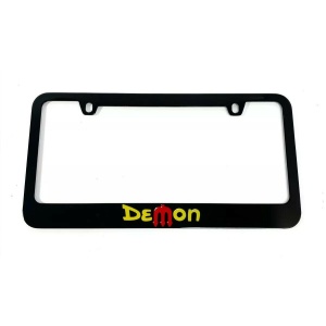 Dodge Demon License Plate Frame - Black with Yellow & Red Script