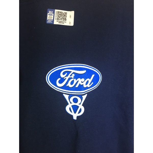 Ford V8 T Shirt - Blue Pinstripe Logo / Emblem