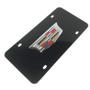 Cadillac License Plate - Black with Chrome Emblem
