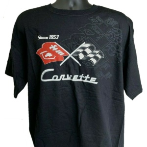 Chevy Corvette T-Shirt - Black w/ Generations Since 1953 Emblem / Logo