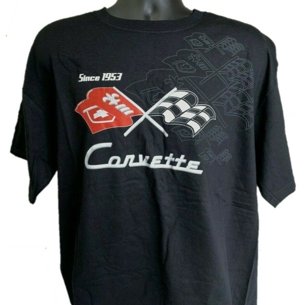 Chevy Corvette T-Shirt - Black w/ Generations Since 1953 Emblem / Logo