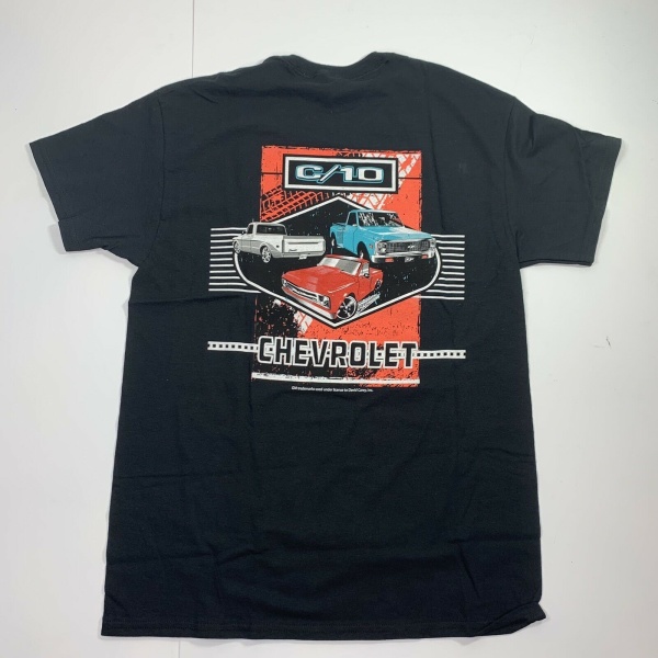 Chevrolet C10 T-Shirt - Black w/ Multiple Generations Pickup Trucks (Licensed)