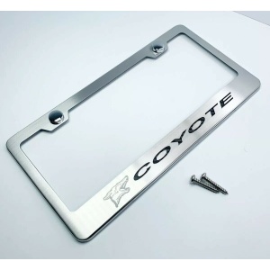 Ford Mustang 5.0 Coyote License Plate Frame w/ Black Carbon Fiber - Premium