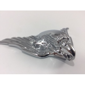 Chrome War Eagle Metal Emblem - 3M Adhesive Hood Ornament