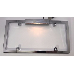 License Plate Frame with Light - Chrome