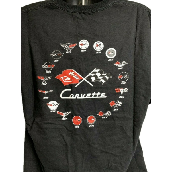 Chevy Corvette T-Shirt - Black w/ Generations Since 1953 Emblem / Logo