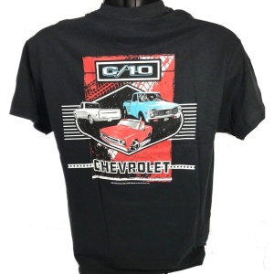 Chevrolet C10 T-Shirt - Black w/ Multiple Generations Pickup Trucks (Licensed)