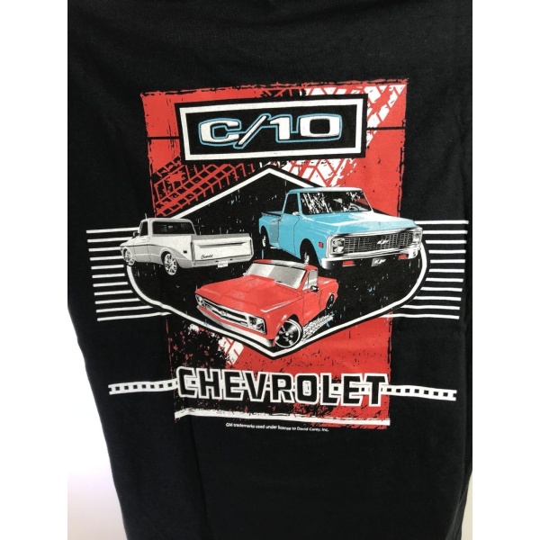 Chevrolet C10 T-Shirt - Black w/ Multiple Generations Pickup Trucks (Licensed)
