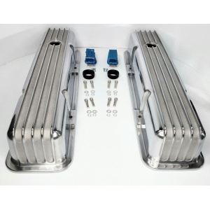 Tall Finned Aluminum Valve Covers for Small Block Chevy 350 - Perimeter Bolt