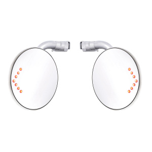 4 Curved Arm Peep Mirror Bundle w/Convex Mirror Glass & LED Turn Signal