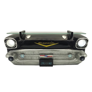 Black 1957 Bel Air Polyresin Front Wall Shelf w/ Battery Powered LED Headlights